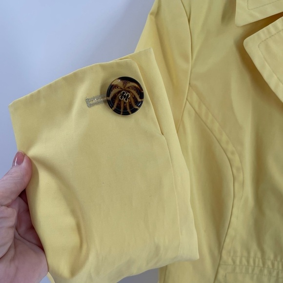 Anne Klein Butter Yellow Tortious Button Fitted Lined Long Sleeve Trench Coat - Picture 2 of 13